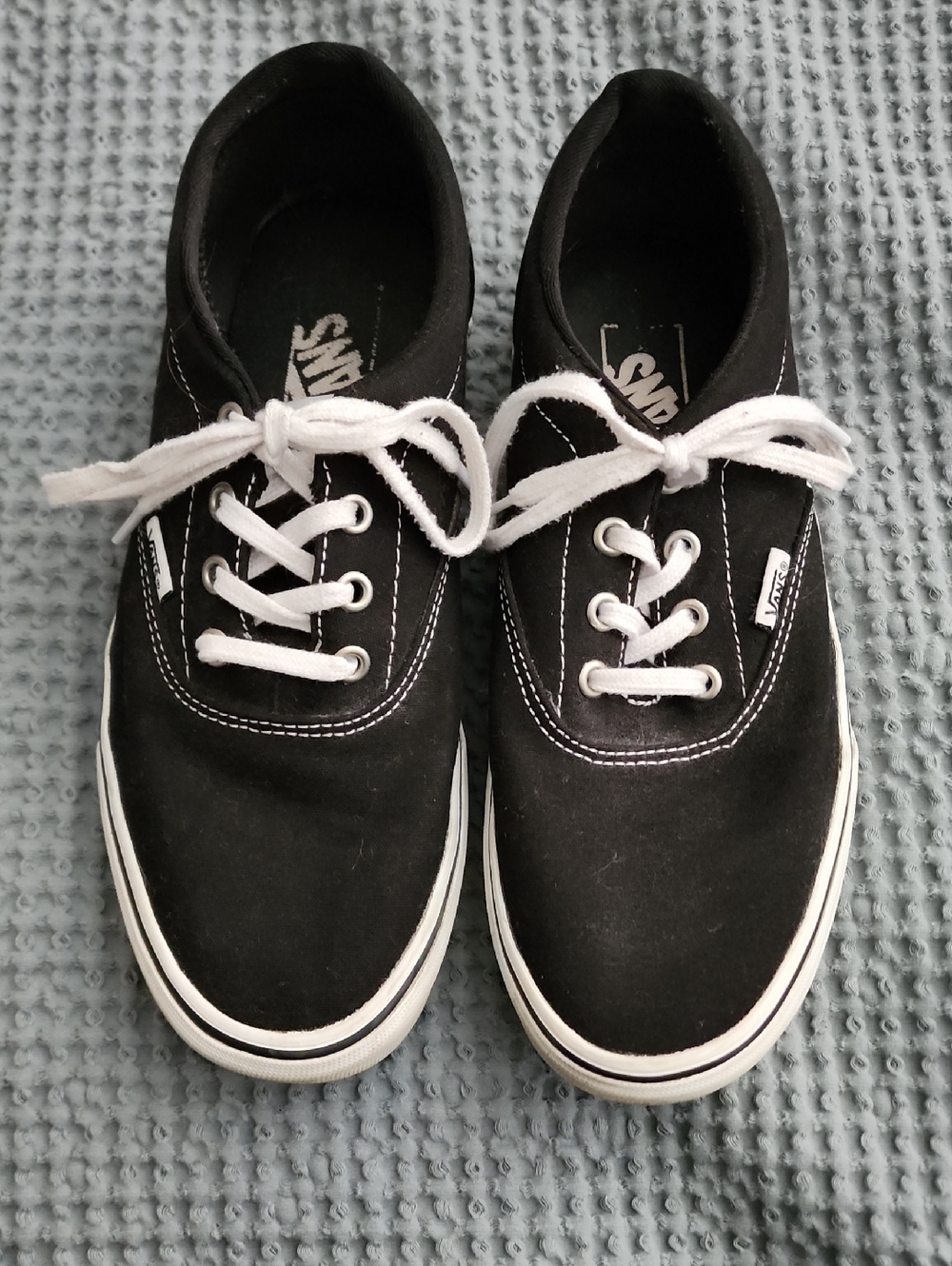 Vans Black and White Canvas Low-Top Sneakers